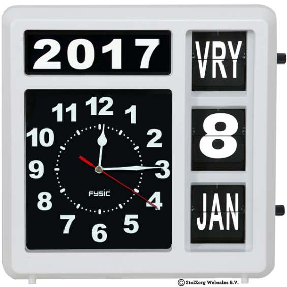 Kalenderklok Fysic FK-247 | Extra groot ( 32x32cm)