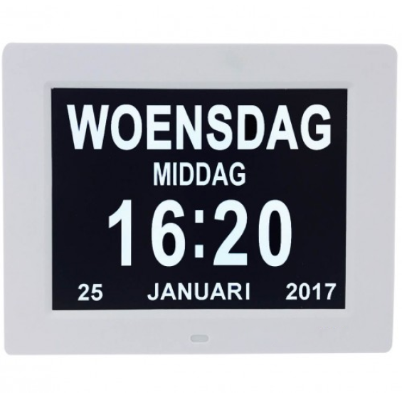 Digitale Dementieklok Wit | Met automatische dimmer 