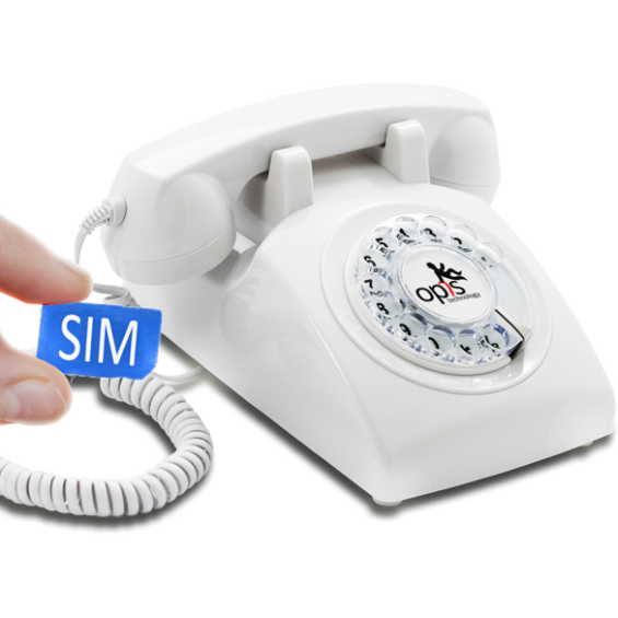 Opis 60S retro huistelefoon met SIM aansluiting - Wit Opis 60S retro huistelefoon met SIM aansluiting - Wit