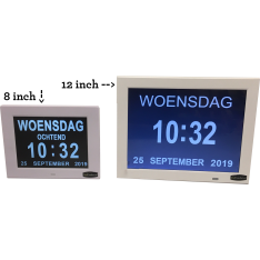 Digitale Dementieklok XXL | Kalenderklok | Wit | Extra groot - 12 Inch